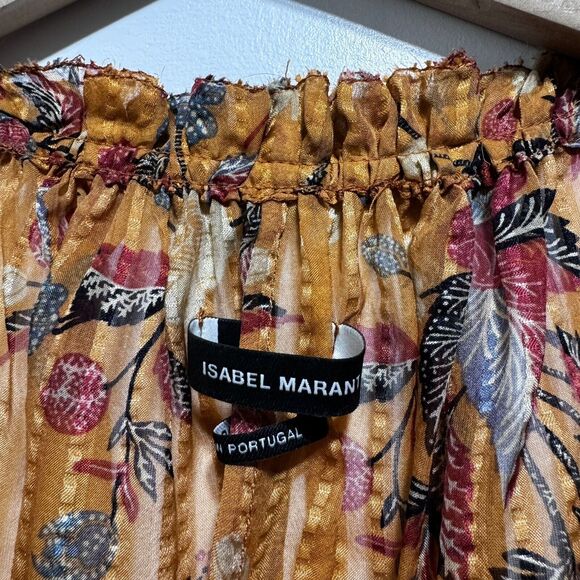 Isabel Marant 100% Silk Alika Trapeze Top Floral Bird Print Size US4 FR36 Orange - Picture 10 of 11